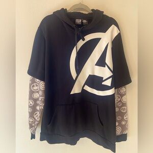Disney Marvel Avengers Logo Hoodie Sweatshirt Double Sleeve Men’s Size XXL